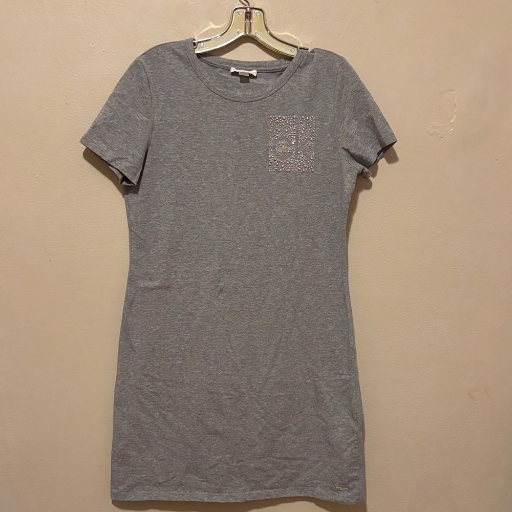 Calvin Klein Gray Mini Dress with Pocket Detail
